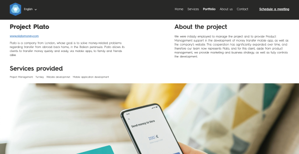 Projektsektion på Product District-webbplatsen