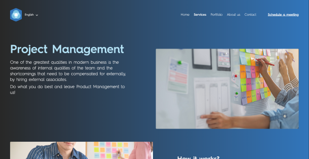 Project management profiler-gedeelte op de Product District website